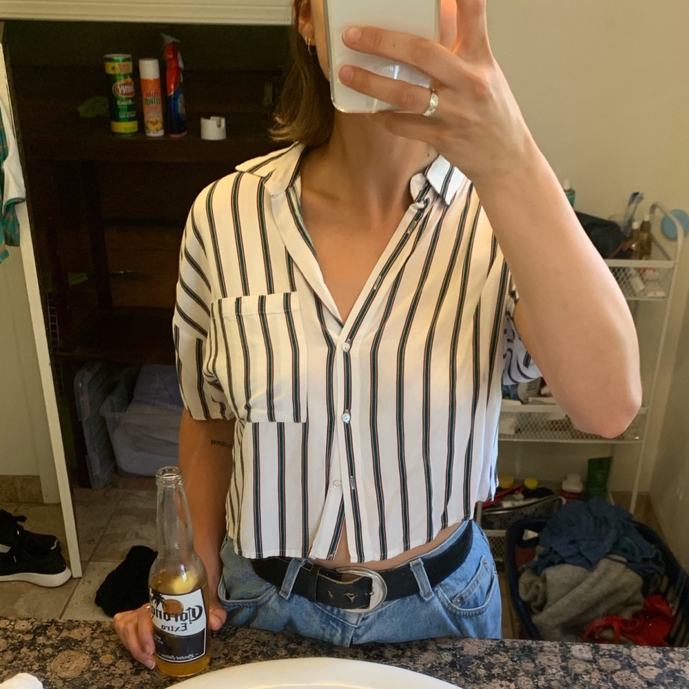 striped button up